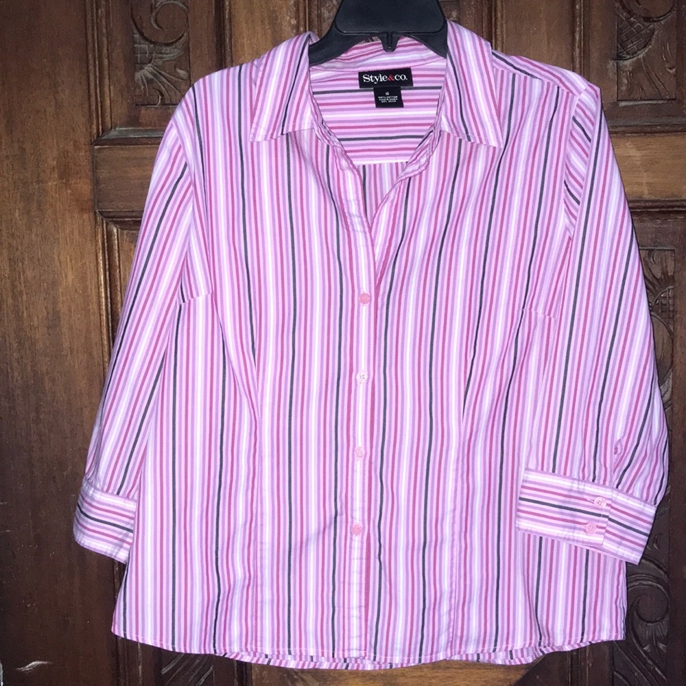 Style and Co. pink, black and white Women long sleeves shirt